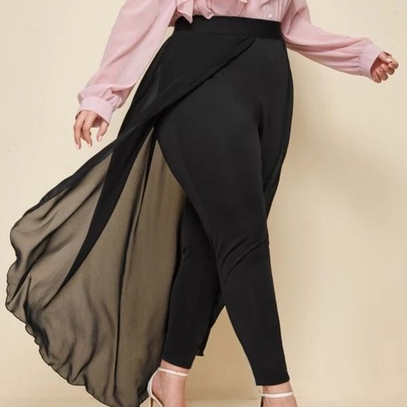 SHEIN Pants - Elegant Black Sheer Overlay Pants